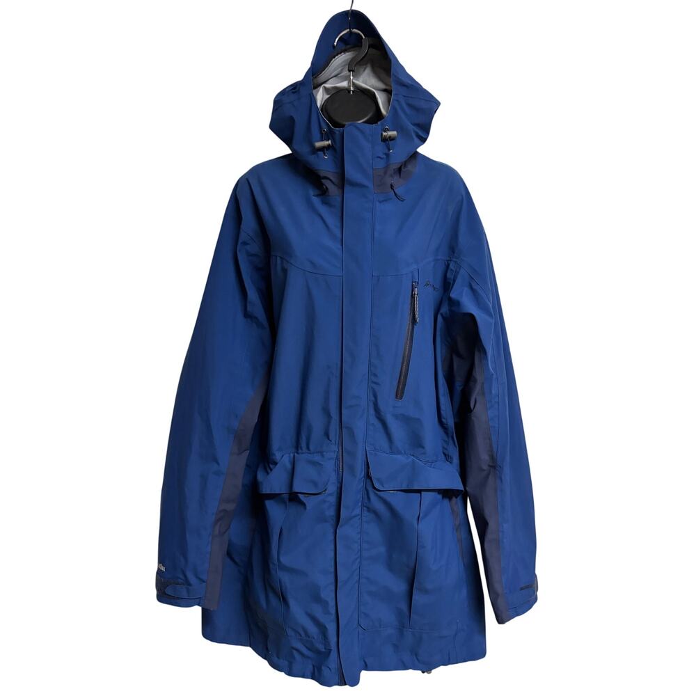 Macpac Reflex Waterproof Rain Jacket Womens XL Blue Hooded Outdoor Hiking